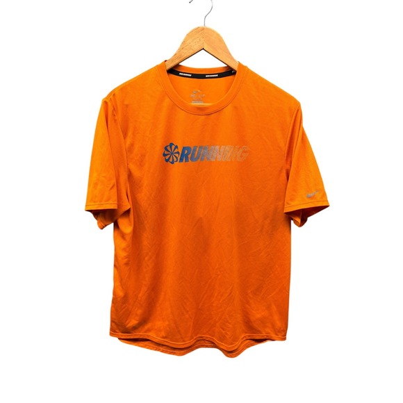Nike Running Dri-Fit T-Shirt Men's Size Large Orange Short Sleeve Athletic Top - Picture 1 of 10